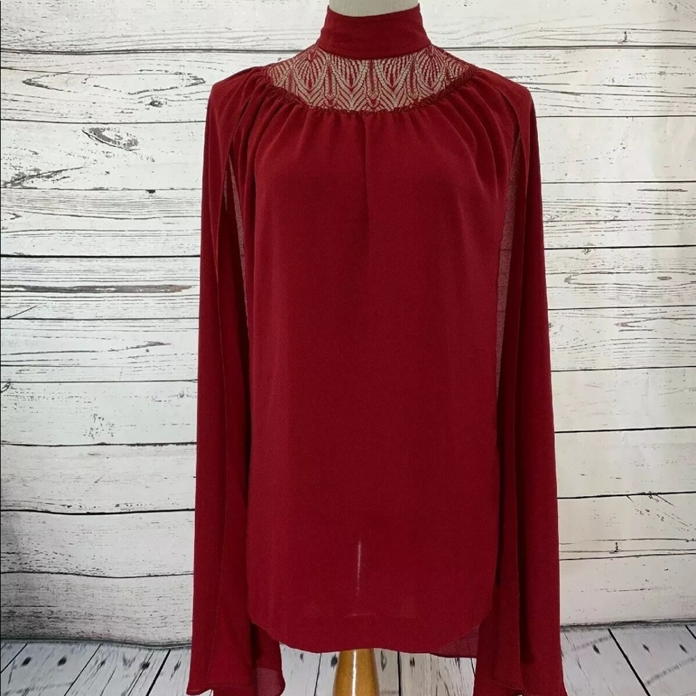 Nastygal Caped Sleeveless High Neck Dark Red Top